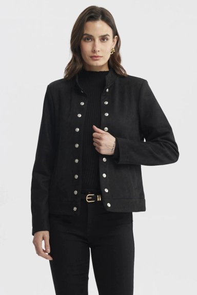 CHAQUETA MUJER CUELLO APOYADO NEGRO - 1