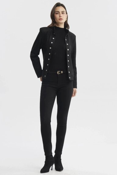 CHAQUETA MUJER CUELLO APOYADO NEGRO - 4