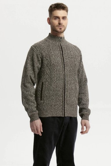 SWEATER HOMBRE CUELLO CON CIERRE CAFE - 2