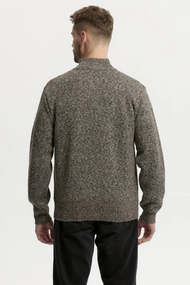 SWEATER HOMBRE CUELLO CON CIERRE CAFE - 3