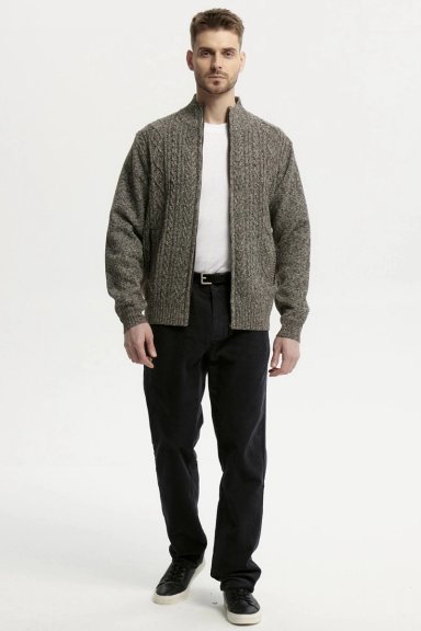 SWEATER HOMBRE CUELLO CON CIERRE CAFE - 4