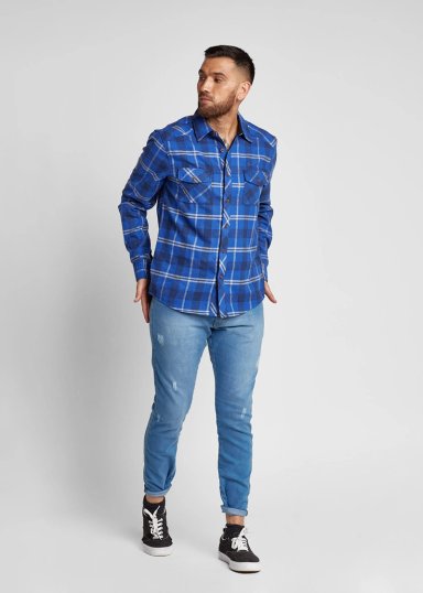 CAMISA LUMBERJACK AZUL GANGSTER - 4
