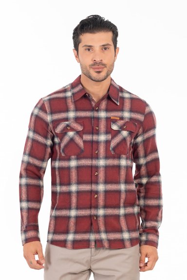 CAMISA ML FRANELA REDWOOD ROJO GANGSTER - 1