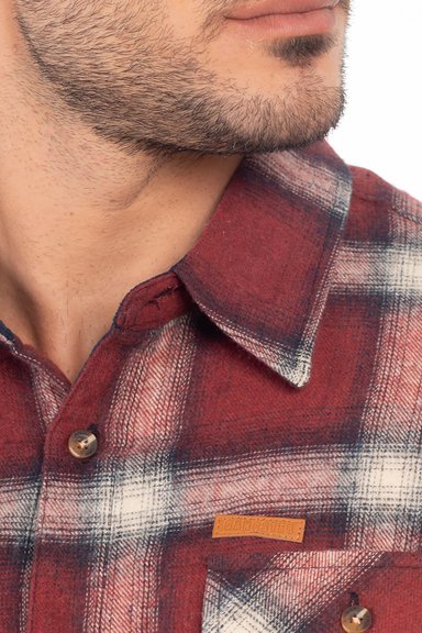 CAMISA ML FRANELA REDWOOD ROJO GANGSTER - 3