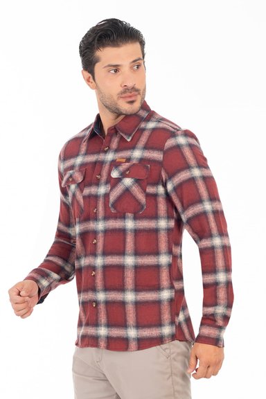 CAMISA ML FRANELA REDWOOD ROJO GANGSTER - 4