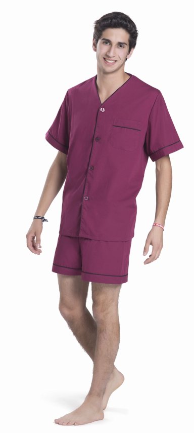 PIJAMA HOMBRE MON AMOUR POPELINA CAMISERO CON BOTONES( CORTO) - 1