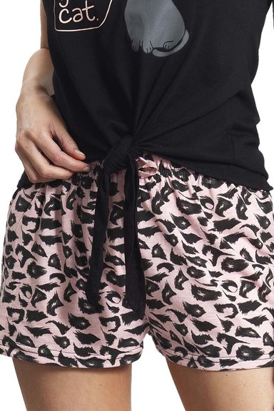 PIJAMA MUJER MON AMOUR 242472 ALGODÓN SHORT Y POLERA NEGRO - 2