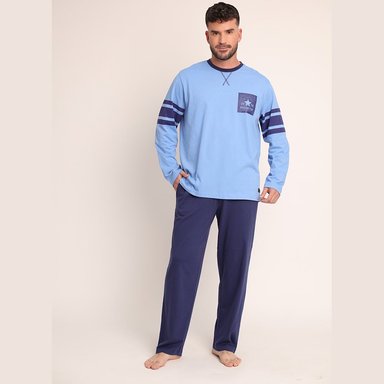 PIJAMA ALGODON FRANJAS EN MANGAS 2612071 - 1