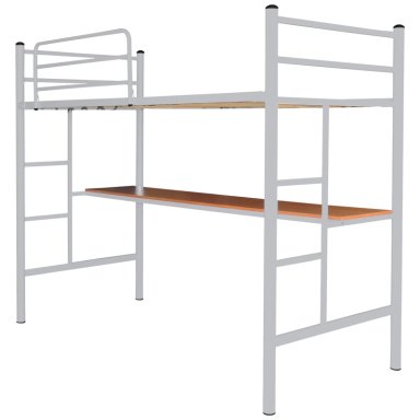 CAMA FUTONES Y MUEBLES ALTA PLATA ESCRITORIO 1 PLAZA ACERO PLATEADO - 1