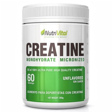 CREATINA MONOHIDRATADA MICRONIZADA 300G NUTRIVITAL 60 PORCIONES ALTA PUREZA - 1
