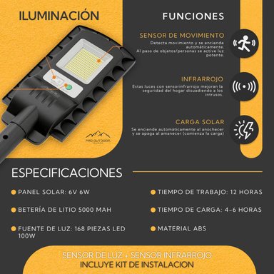 LUMINARIA LED 100 W SOLAR CONTRA AGUA - 4