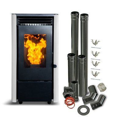 ESTUFA PELLET 9,5 KW 160 M2 WIFI + KIT DE INSTALACIÓN - 1