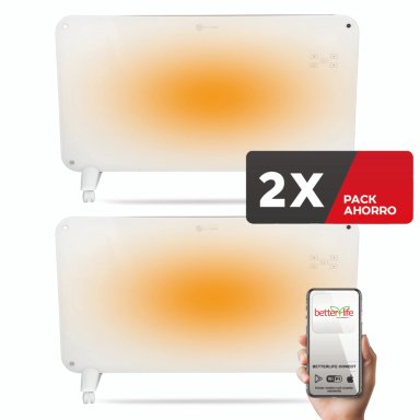 CALEFACTOR ELÉCTRICO MURAL DE CRISTAL (2 UNIDADES) 2000W WIFI - 1