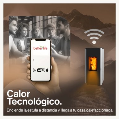 ESTUFA PELLET 9,5 KW 160 M2 WIFI BETTERLIFE - 7