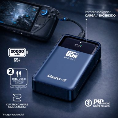 BATERIA EXTERNA POWER BANK NOTEBOOK 20000 MAH 65W MASTER-G - 2