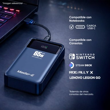 BATERIA EXTERNA POWER BANK NOTEBOOK 20000 MAH 65W MASTER-G - 3