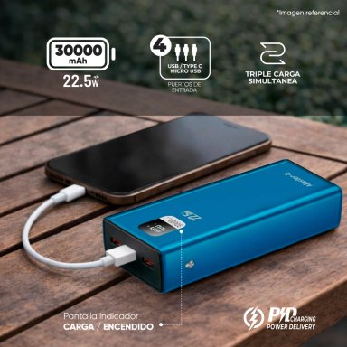 BATERIA EXTERNA POWER BANK 30000 MAH 22.5W UCP30LPD - 2