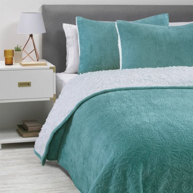 CUBRECAMA CORAL SHERPA 1.5 PLAZAS TURQUESA - 1