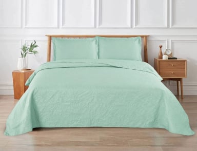 CUBRECAMA LISO MENTA 2 PLAZAS - 1