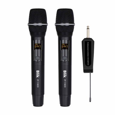 PAR DE MICROFONOS INALAMBRICOS CON RECEPTOR KARAOKE BLIK - 1