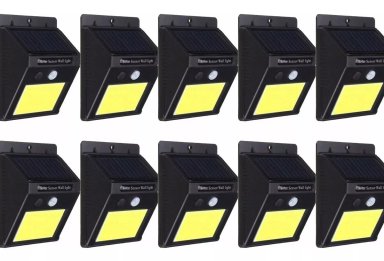 FOCO GREEN E PACK 10 SOLAR LED CON SENSOR MOVIMIENTO EXTERIOR 20 WATTS NEGRO - 1