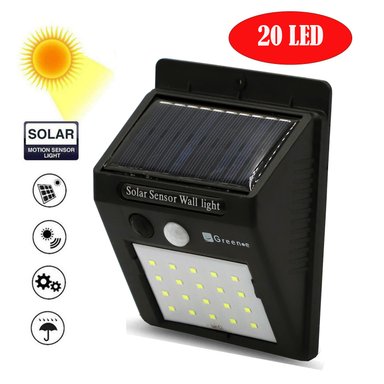 FOCO GREEN E PACK 10 SOLAR LED CON SENSOR MOVIMIENTO EXTERIOR 20 WATTS NEGRO - 2