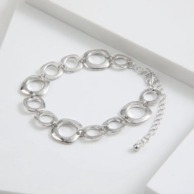 PULSERA ROSA PLATEADO ID - 1