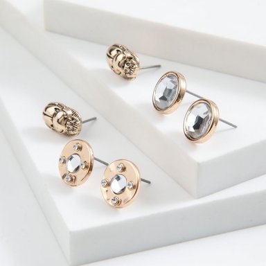 SET DE 3 AROS CRYSTAL DORADO TATIENNE - 1