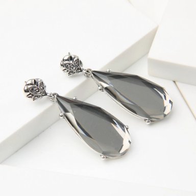 AROS LARGOS GEMA PLATEADO TATIENNE - 1