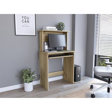 ESCRITORIO FMFURNITURE CON PORTATECLADO Y BASE CPU FM 065C CAFÉ CLARO - 6