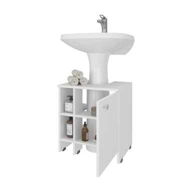 MUEBLE BAÑO FMFURNITURE PISO LAVAMANOS 1 PUERTA FM 010B BLANCO - 4