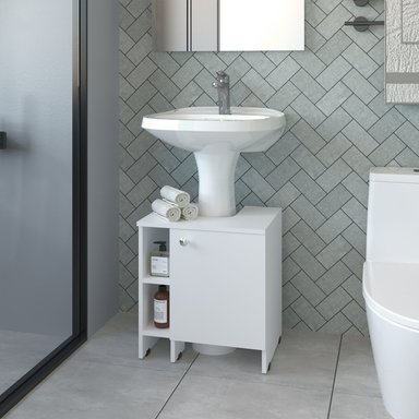 MUEBLE BAÑO FMFURNITURE PISO LAVAMANOS 1 PUERTA FM 010B BLANCO - 5