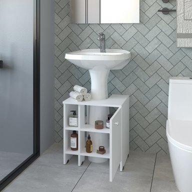 MUEBLE BAÑO FMFURNITURE PISO LAVAMANOS 1 PUERTA FM 010B BLANCO - 6