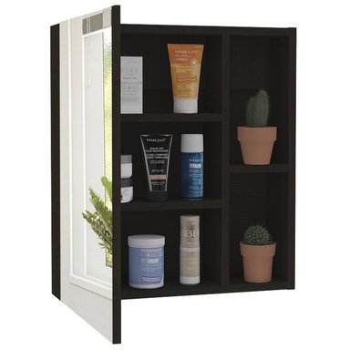 MUEBLE BAÑO FMFURNITURE BOTIQUIN CON ESPEJO 1 PUERTA FM 017N NEGRO - 4