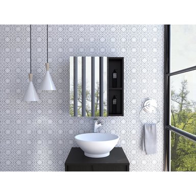 MUEBLE BAÑO FMFURNITURE BOTIQUIN CON ESPEJO 1 PUERTA FM 017N NEGRO - 5