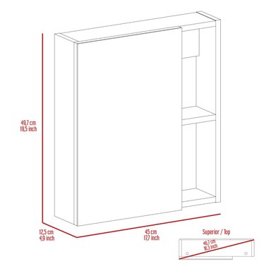MUEBLE BAÑO FMFURNITURE BOTIQUIN CON ESPEJO 1 PUERTA FM 017N NEGRO - 7