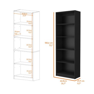 LIBRERO ESTANTE 5 REPISAS MELAMINA FM-019N NEGRO - 5