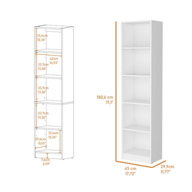 LIBRERO ESTANTE 5 REPISAS MELAMINA FM-018B BLANCO - 5