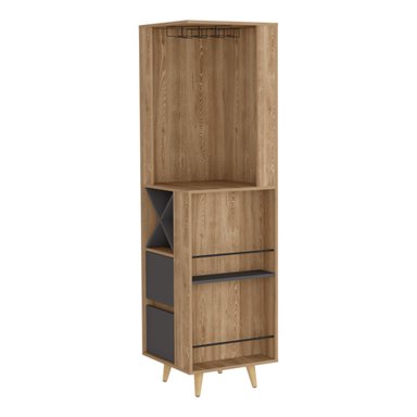 BAR FMFURNITURE ESQUINERO 2 CAJONES Y ESPACIO BOTELLAS FM 004C CAFE CLARO - 1
