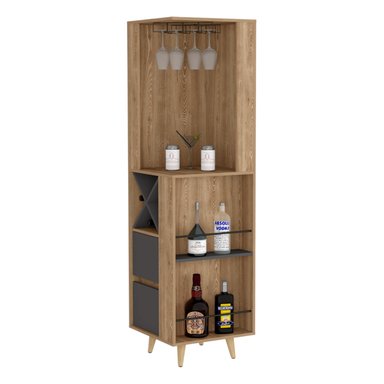 BAR FMFURNITURE ESQUINERO 2 CAJONES Y ESPACIO BOTELLAS FM 004C CAFE CLARO - 3
