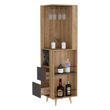 BAR FMFURNITURE ESQUINERO 2 CAJONES Y ESPACIO BOTELLAS FM 004C CAFE CLARO - 4