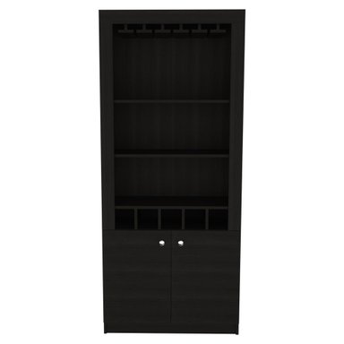 BAR FMFURNITURE ALTO 5 BOTELLEROS Y PORTACOPAS FM 003C CAFÉ OSCURO NEGRO - 2