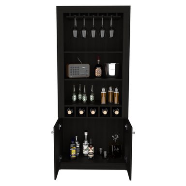 BAR FMFURNITURE ALTO 5 BOTELLEROS Y PORTACOPAS FM 003C CAFÉ OSCURO NEGRO - 3