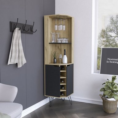BAR FMFURNITURE ESQUINERO 5 BOTELLEROS 2 PUERTAS FM 008C CAFE CLARO - 5