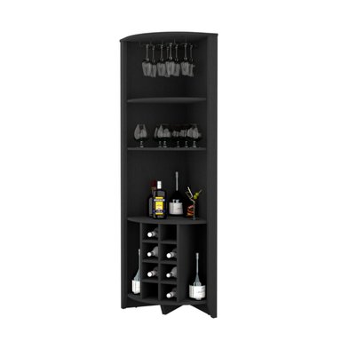 BAR FMFURNITURE ESQUINERO 8 BOTELLEROS Y PORTACOPAS FM 002N NEGRO - 2