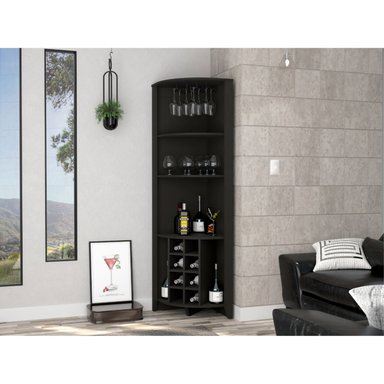 BAR FMFURNITURE ESQUINERO 8 BOTELLEROS Y PORTACOPAS FM 002N NEGRO - 3
