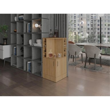 BAR FMFURNITURE ESQUINERO 2 PUERTAS Y PORTA BOTELLAS FM 015C CAFÉ CLARO - 5