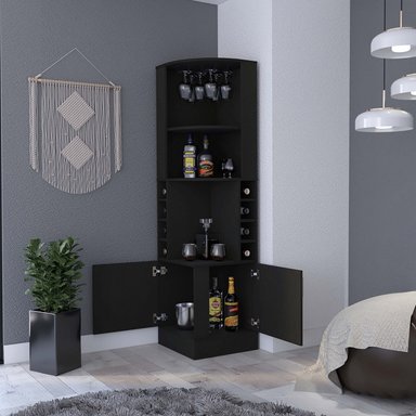 BAR FMFURNITURE ESQUINERO 8 BOTELLEROS Y PORTACOPAS FM 001C CAFE - 6