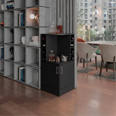 BAR FMFURNITURE ESQUINERO 2 PUERTAS Y PORTA BOTELLAS FM 015N NEGRO - 5