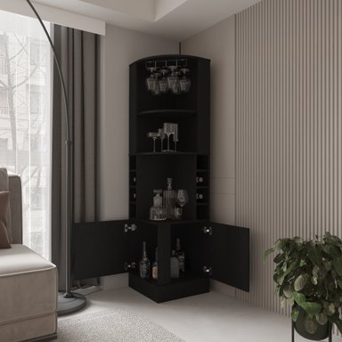 BAR FMFURNITURE ESQUINERO SOPORTE COPAS FM 001N NEGRO - 6